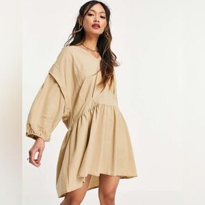 MANGO V-neck Mini Smock Dress Camel-neutral
Relaxed Peasant Cottagagecore Sz M